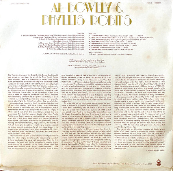 Al Bowlly & Phyllis Robins : Al Bowlly & Phyllis Robins (LP, Comp, Mono, Club)