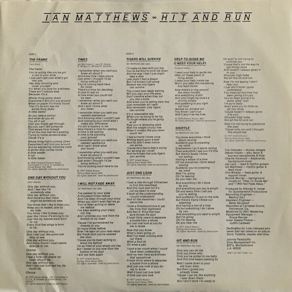 Ian Matthews* : Hit And Run (LP, Album, San)
