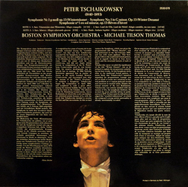 Peter Tschaikowsky* - Boston Symphony Orchestra · Michael Tilson Thomas : Symphonie Nr. 1 g-moll (In G Minor) Op. 13 (Winterträume) (LP)