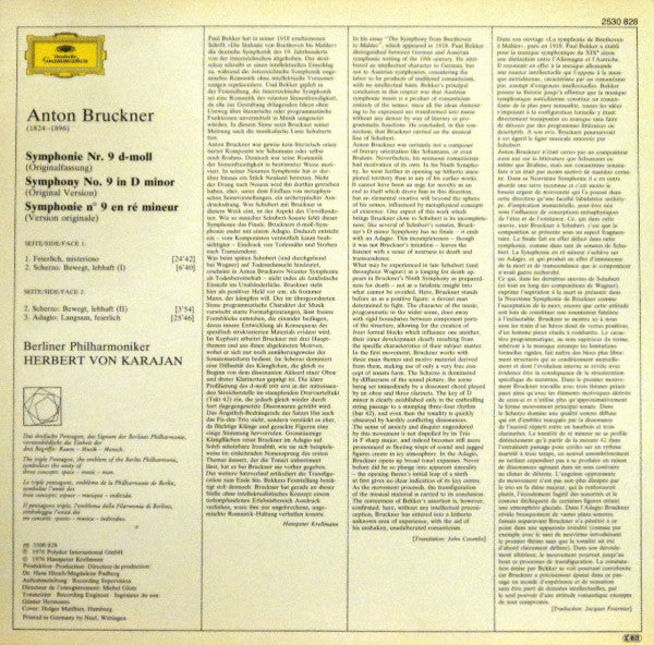 Anton Bruckner - Berliner Philharmoniker · Herbert von Karajan : Symphonie Nr. 9 (LP)