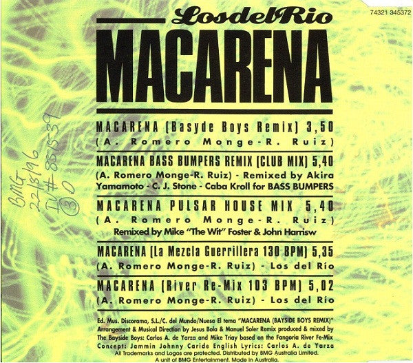 Los Del Rio : Macarena (CD, Maxi)