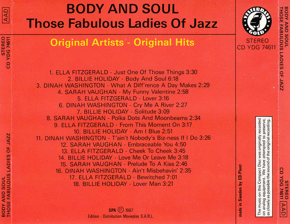 Various : Body And Soul, Those Fabulous Ladies Of Jazz (CD, Comp)