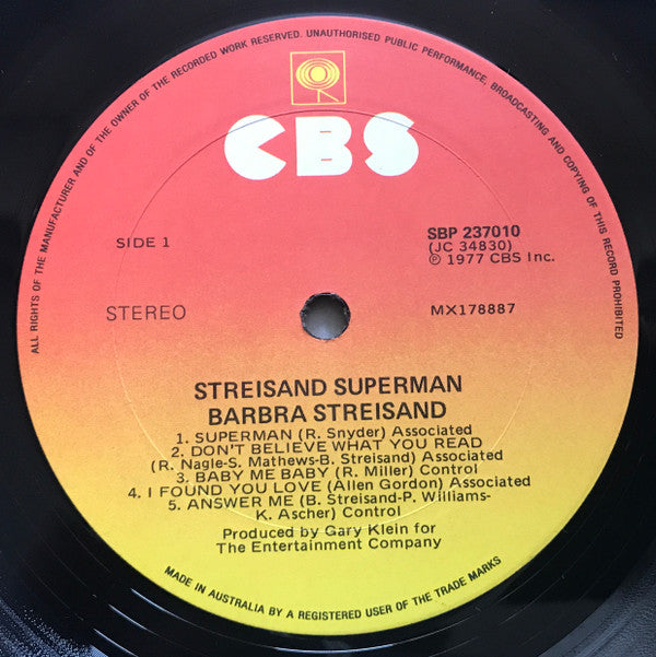 Barbra Streisand : Streisand Superman (LP, Album)