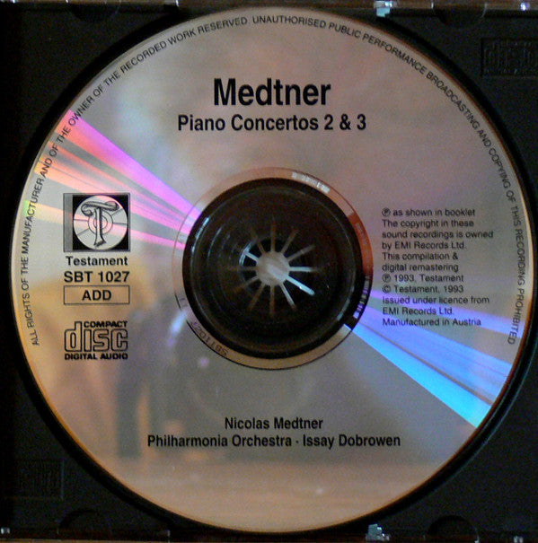 Nikolai Medtner, Philharmonia Orchestra, Issay Dobrowen : Piano concertos 2 & 3 (CD)