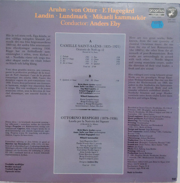 Camille Saint-Saëns / Ottorino Respighi : Oratorio De Noël / Lauda Per La Natività Del Signore (LP, Album)
