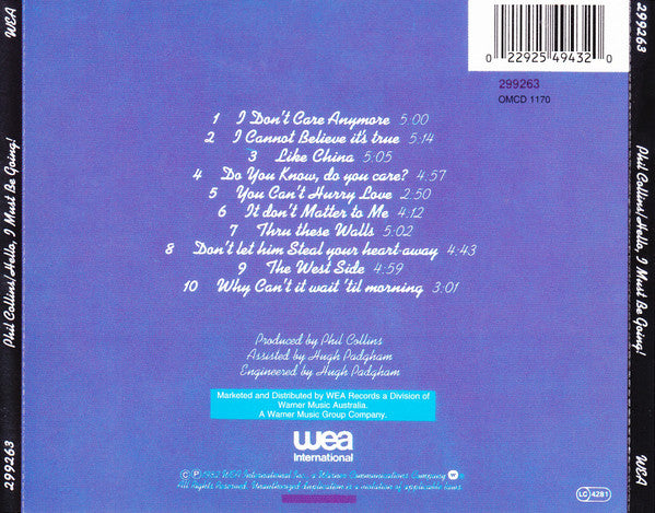 Phil Collins : Hello, I Must Be Going (CD, Album, RE)