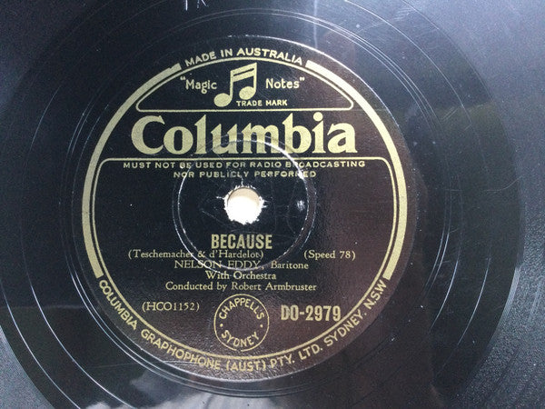 Nelson Eddy : My Message / Because (Shellac, 10")
