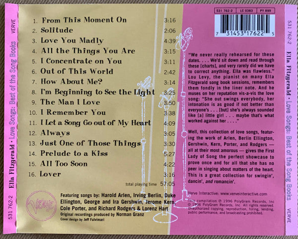 Ella Fitzgerald : Love Songs: Best Of The Verve Song Books (CD, Comp)