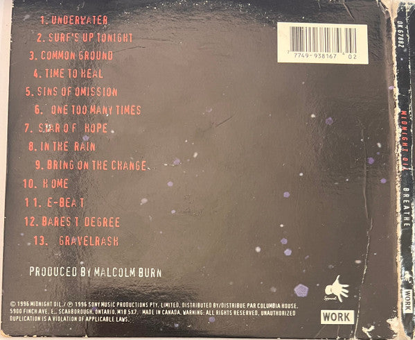 Midnight Oil : Breathe (CD, Album, Club, Gat)