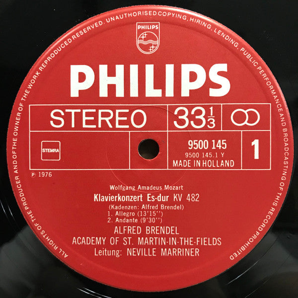 Mozart* - Alfred Brendel, Academy Of St. Martin-in-the-Fields*, Neville Marriner* : Piano Concerto In E Flat, K. 482 / Rondos, K. 382 And K. 386 (LP)