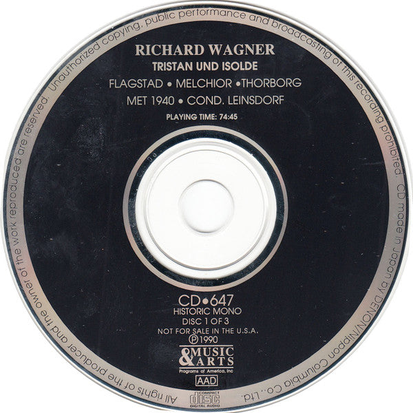 Richard Wagner, Kirsten Flagstad, Lauritz Melchior, Julius Huehn, Kerstin Thorborg, Emanuel List, Erich Leinsdorf : Tristan Und Isolde, Met 1940 (3xCD, Mono, AAD)