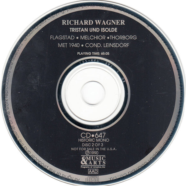Richard Wagner, Kirsten Flagstad, Lauritz Melchior, Julius Huehn, Kerstin Thorborg, Emanuel List, Erich Leinsdorf : Tristan Und Isolde, Met 1940 (3xCD, Mono, AAD)
