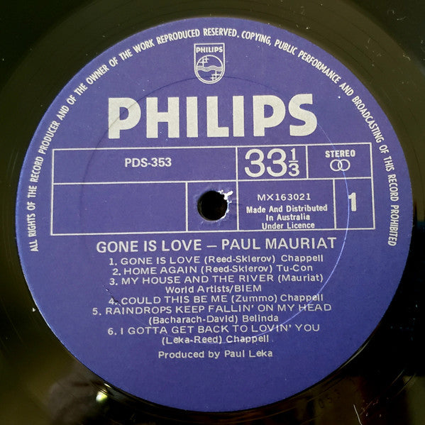 Paul Mauriat : Gone Is Love (LP, Album)