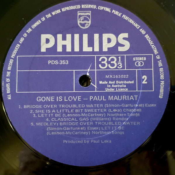 Paul Mauriat : Gone Is Love (LP, Album)