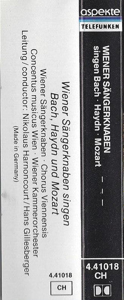 Wiener Sängerknaben* - Bach*, Haydn*, Mozart* : Wiener Sängerknaben Singen Bach, Haydn Und Mozart Singen Bach, Haydn Und Mozart (Cass, Comp, RE, Dol)