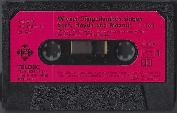 Wiener Sängerknaben* - Bach*, Haydn*, Mozart* : Wiener Sängerknaben Singen Bach, Haydn Und Mozart Singen Bach, Haydn Und Mozart (Cass, Comp, RE, Dol)