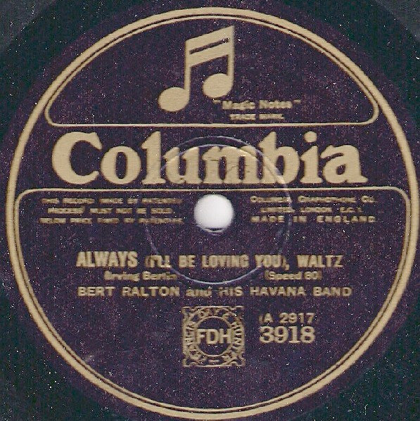 Bert Ralton's Havana Band : Always / Valencia (Shellac, 10", 80 RPM)