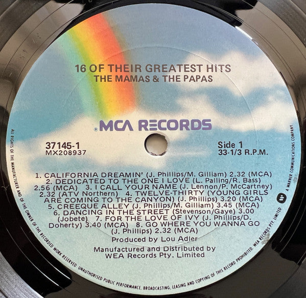 The Mamas & The Papas : 16 Of Their Greatest Hits (LP, Comp, RE)