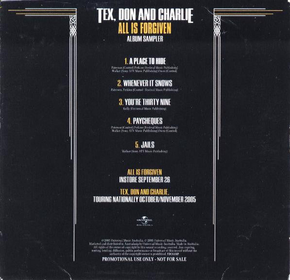 Tex, Don & Charlie : All Is Forgiven (CD, Promo, Smplr)