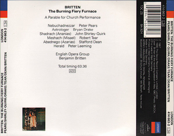 Benjamin Britten : The Burning Fiery Furnace (CD, RE, RM)