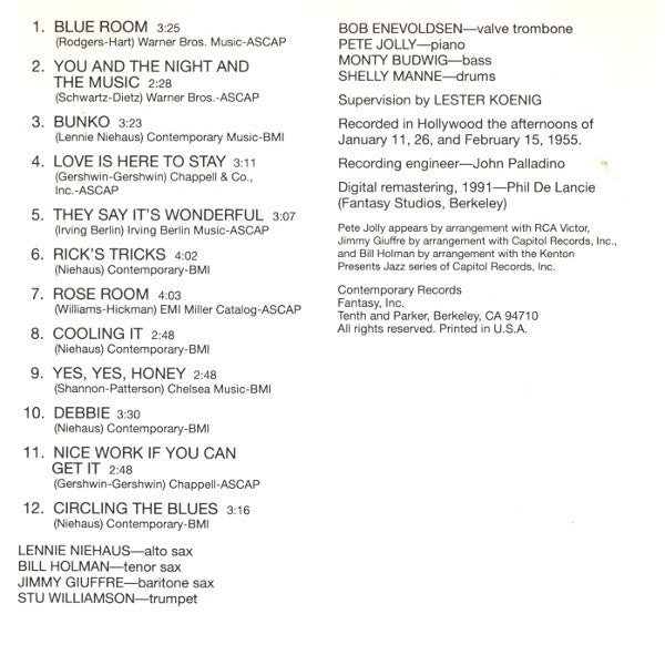 Lennie Niehaus : Vol. 3: The Octet #2 (CD, Album, Mono, Ltd, RE, RM)