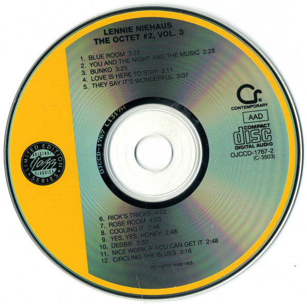 Lennie Niehaus : Vol. 3: The Octet #2 (CD, Album, Mono, Ltd, RE, RM)