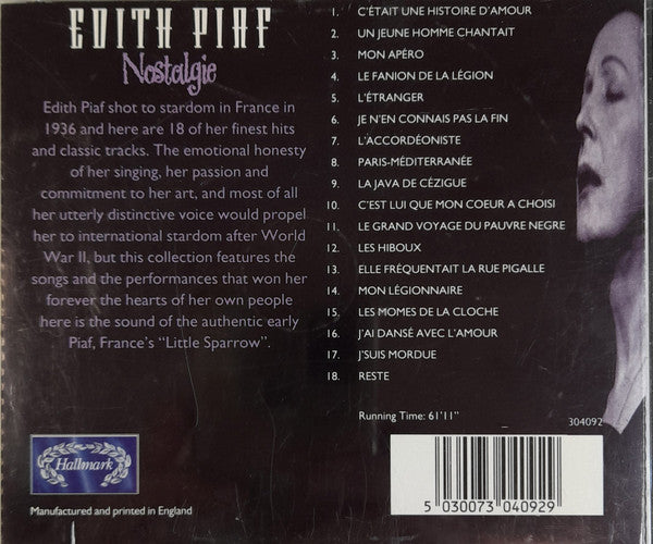 Edith Piaf : Nostalgie (CD, Comp)