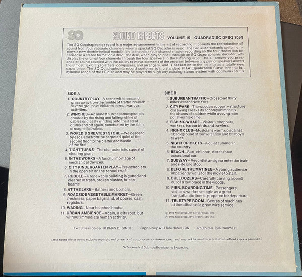 No Artist : Sound Effects, Volume 15 (LP, Quad, Son)