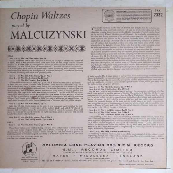 Chopin*, Malcuzynski* : 14 Waltzes (LP)