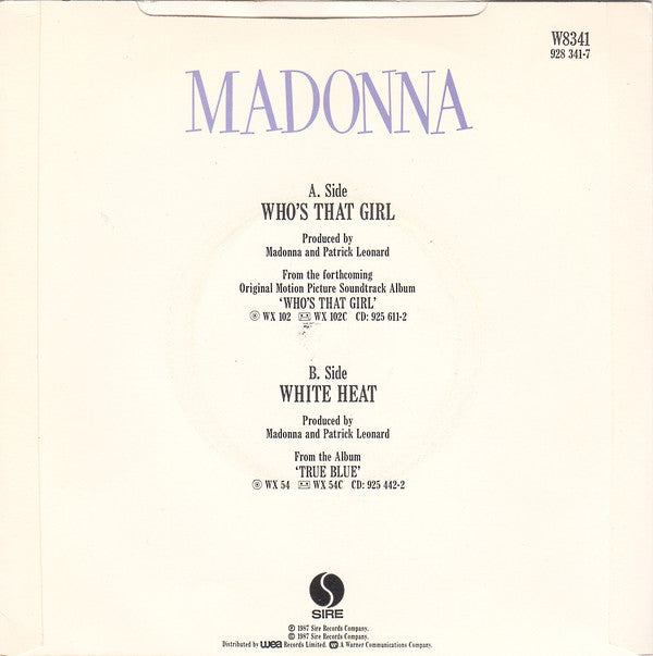 Madonna : Who's That Girl (7", Single, Sil)