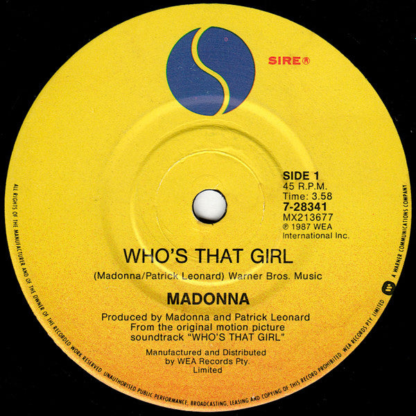 Madonna : Who's That Girl (7", Single)