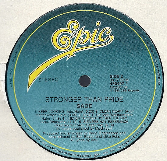 Sade : Stronger Than Pride (LP, Album)
