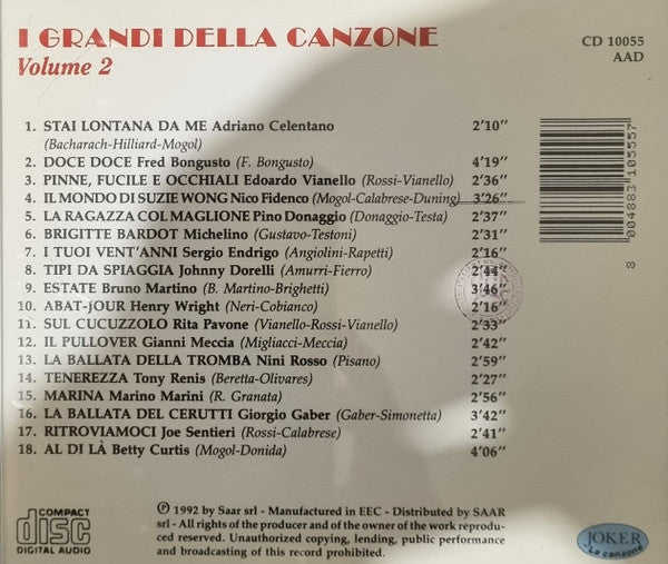 Various : I Grandi Della Canzone Vol.2 (CD, Comp)