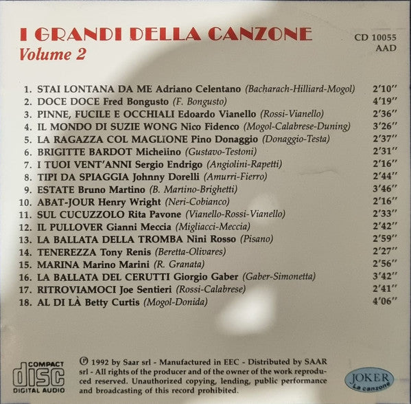 Various : I Grandi Della Canzone Vol.2 (CD, Comp)