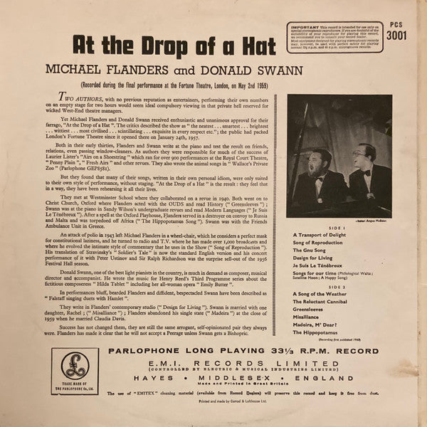 Flanders & Swann : At The Drop Of A Hat (LP, Album, RE)