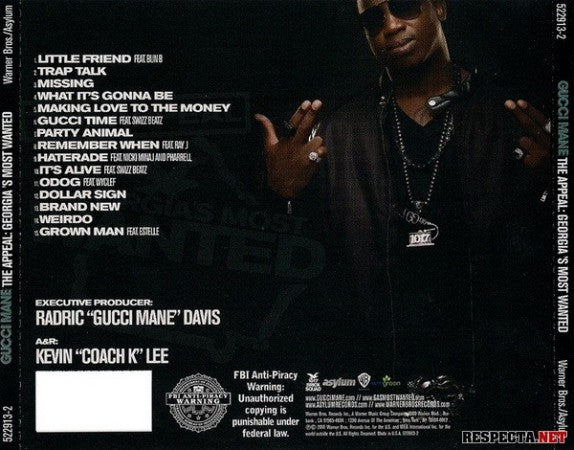 Gucci Mane : The Appeal: Georgia's Most Wanted (CD, Album)