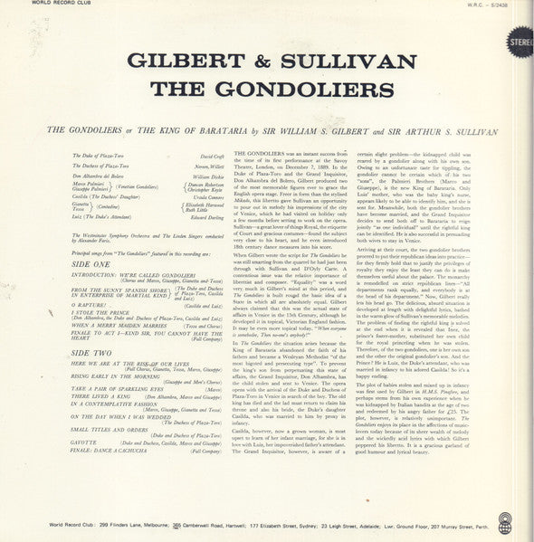 Gilbert & Sullivan : The Gondoliers (LP, Album, Club, RE)