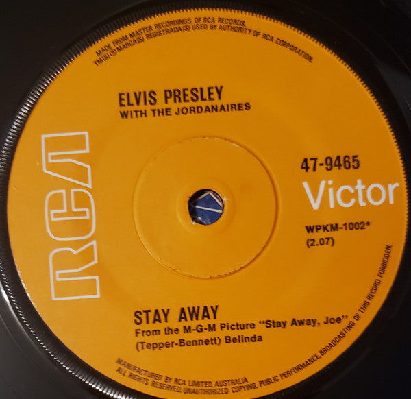 Elvis Presley : Stay Away / US Male (7", Single, RE)