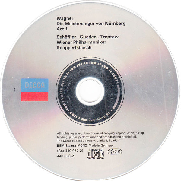 Wagner*, Paul Schöffler, Treptow*, Dermota*, Gueden*, Edelmann*, Dönch*, Wiener Philharmoniker, Knappertsbusch* : Die Meistersinger von Nürnberg (4xCD, Mono, RM)