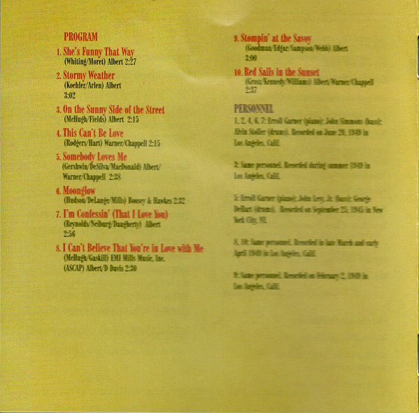 Erroll Garner : Moon Glow (CD, Comp, Mono, RE, RM)