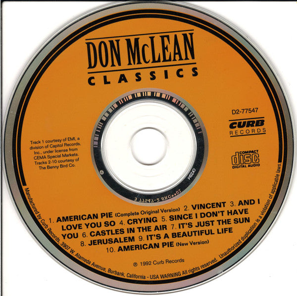 Don McLean : Classics (CD, Comp, RP)