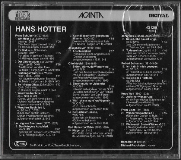 Hans Hotter : Hans Hotter (CD, Album)