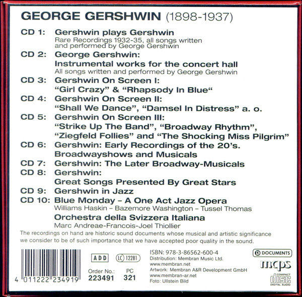 George Gershwin : 1898-1937 (10xCD, Comp + Box)