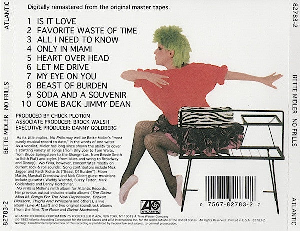 Bette Midler : No Frills (CD, Album, RE, RM)