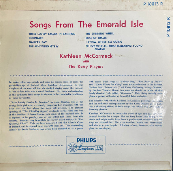 Kathleen McCormack With The Kerry Players : Songs From The Emerald Isle (10")