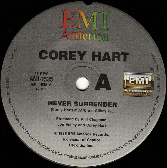 Corey Hart : Never Surrender (7", Single)