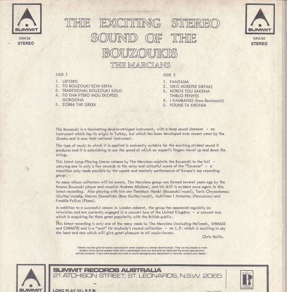 The Marcians : The Exciting Stereo Sound Of The Bouzoukis (LP, Album)
