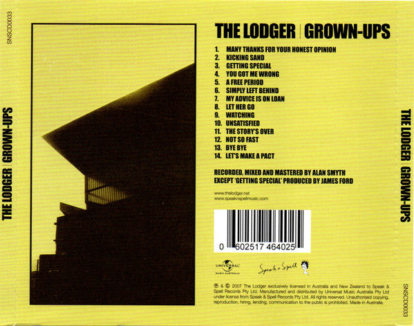 The Lodger : Grown-Ups (CD, Album)