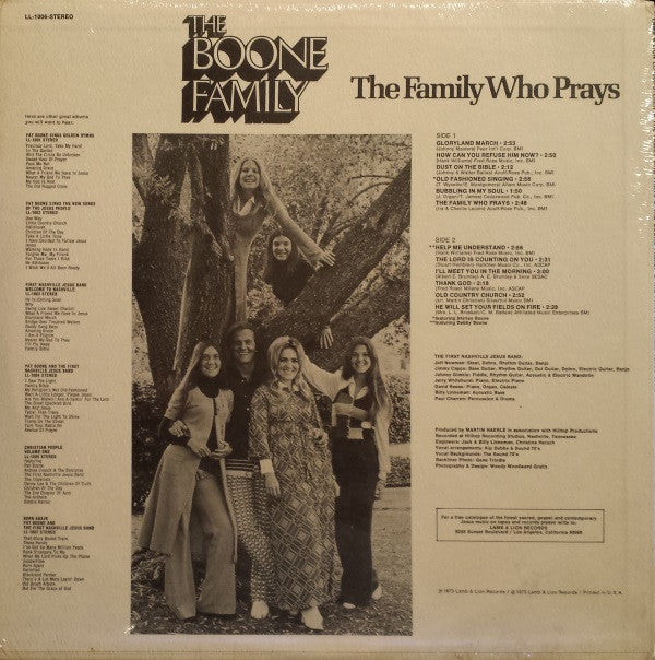 The Boone Family & The First Nashville Jesus Band : The Family Who Prays (LP, Album)