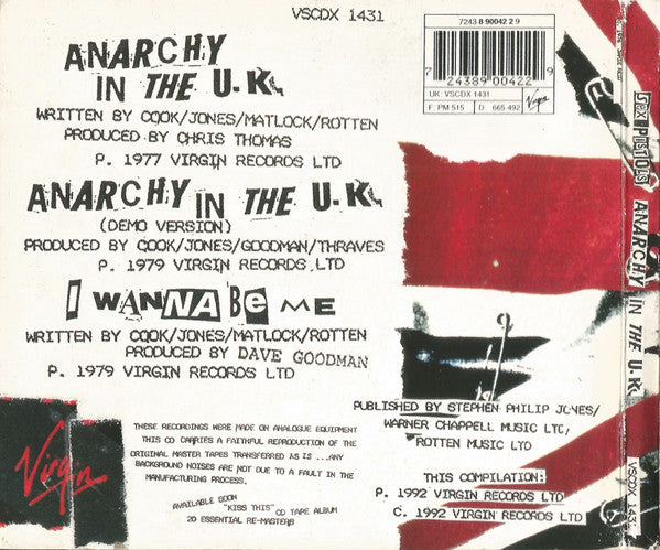 Sex Pistols : Anarchy In The U.K. (CD, Single, RE, Dig)